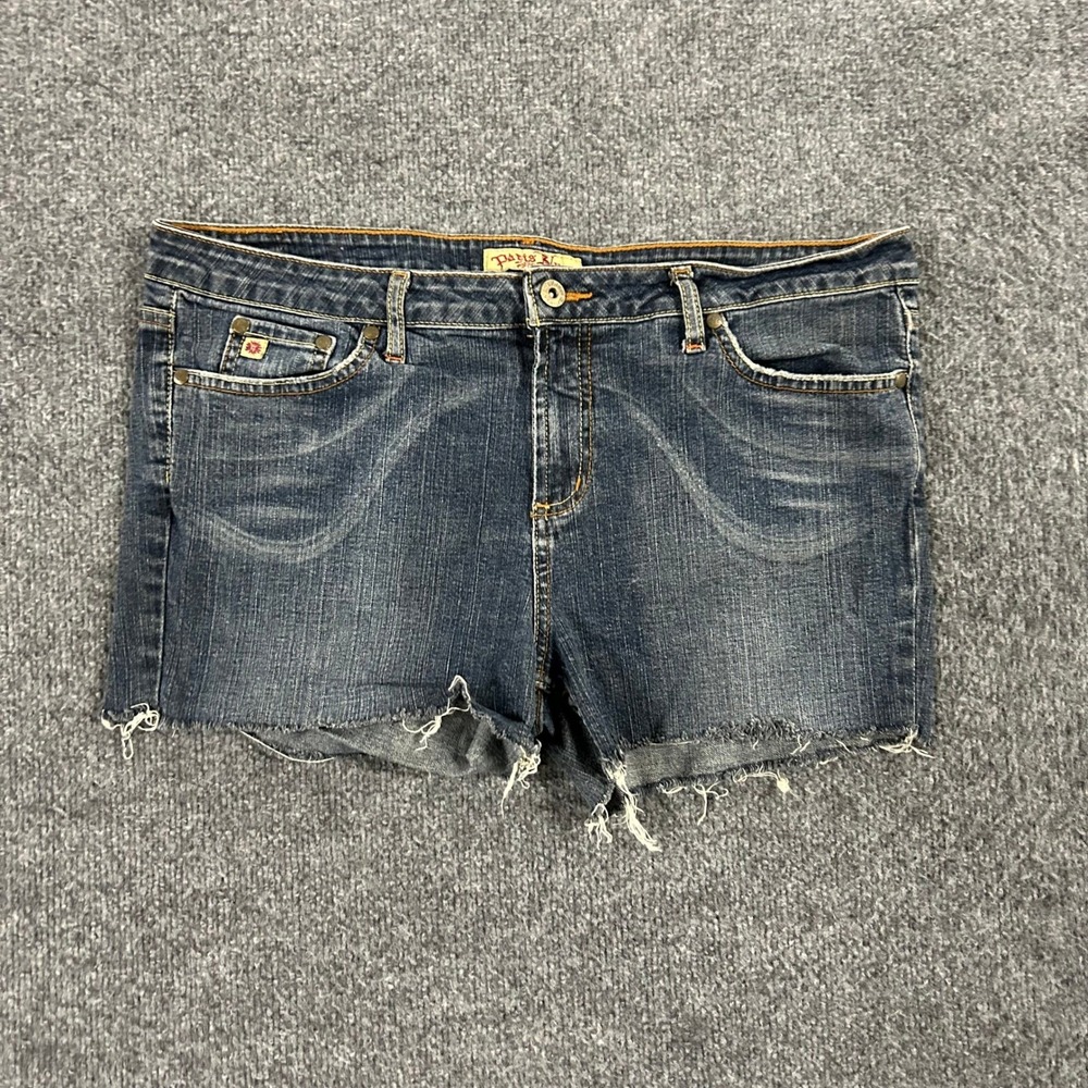 Paris Blues Denim Shorts Womens Size 11 Blue Cut Off Raw Hem Stretch Casual Y2K